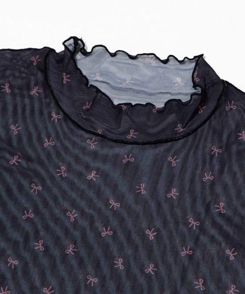 PUNYUS（プニュズ）の「リボンシアーハイネックトップス（Tシャツ/カットソー・レディース・ホワイト/ブラック・1/5/4/3/2）」の12枚目の写真