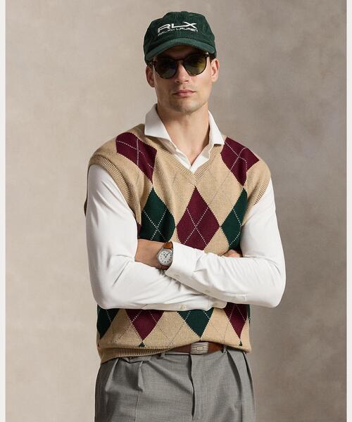 POLO GOLF(ポロ ゴルフ)の「ビッグ フィット パフォーマンス アーガイル セーター ベスト(ベスト・メンズ・グリーン・S/M/L/XS)」の1枚目の写真