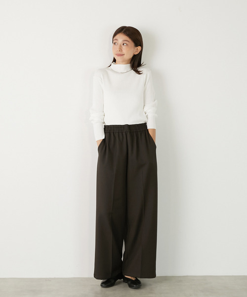 MELROSE claire(メルローズ クレール)の「【ワイドリブのボトルネックプルオーバー】(ニット/セーター・レディース・レッド/オフホワイト/ブラック/ネイビー/グレー・FREE)」の6枚目の写真