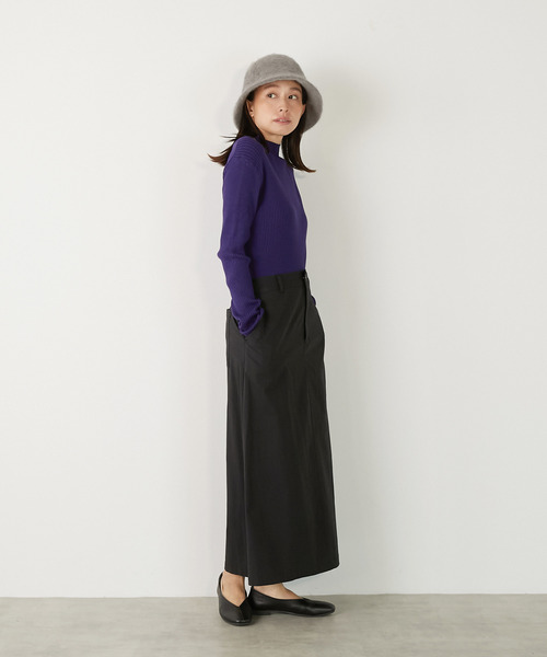 MELROSE claire(メルローズ クレール)の「【ワイドリブのボトルネックプルオーバー】(ニット/セーター・レディース・レッド/オフホワイト/ブラック/ネイビー/グレー・FREE)」の7枚目の写真