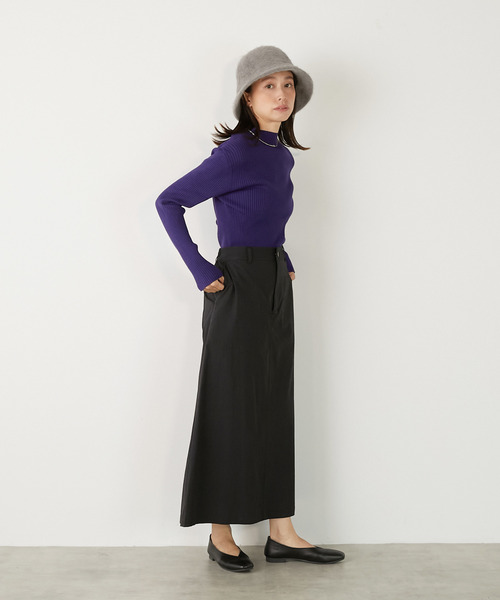 MELROSE claire(メルローズ クレール)の「【ワイドリブのボトルネックプルオーバー】(ニット/セーター・レディース・レッド/オフホワイト/ブラック/ネイビー/グレー・FREE)」の8枚目の写真