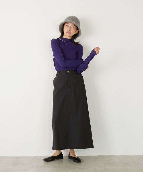 MELROSE claire(メルローズ クレール)の「【ワイドリブのボトルネックプルオーバー】(ニット/セーター・レディース・レッド/オフホワイト/ブラック/ネイビー/グレー・FREE)」の9枚目の写真