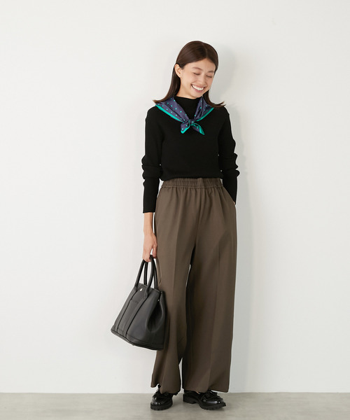MELROSE claire(メルローズ クレール)の「【ワイドリブのボトルネックプルオーバー】(ニット/セーター・レディース・レッド/オフホワイト/ブラック/ネイビー/グレー・FREE)」の11枚目の写真