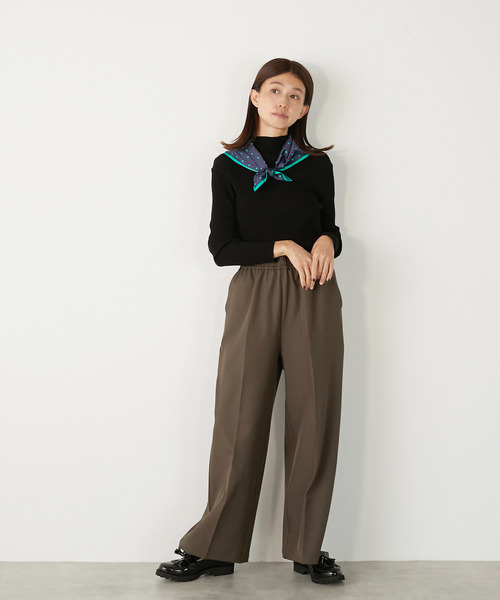 MELROSE claire(メルローズ クレール)の「【ワイドリブのボトルネックプルオーバー】(ニット/セーター・レディース・レッド/オフホワイト/ブラック/ネイビー/グレー・FREE)」の12枚目の写真