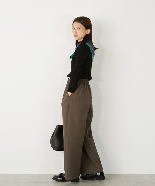 MELROSE claire(メルローズ クレール)の「【ワイドリブのボトルネックプルオーバー】(ニット/セーター・レディース・レッド/オフホワイト/ブラック/ネイビー/グレー・FREE)」の13枚目の写真