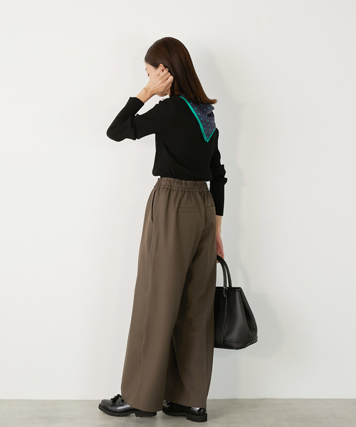 MELROSE claire(メルローズ クレール)の「【ワイドリブのボトルネックプルオーバー】(ニット/セーター・レディース・レッド/オフホワイト/ブラック/ネイビー/グレー・FREE)」の14枚目の写真