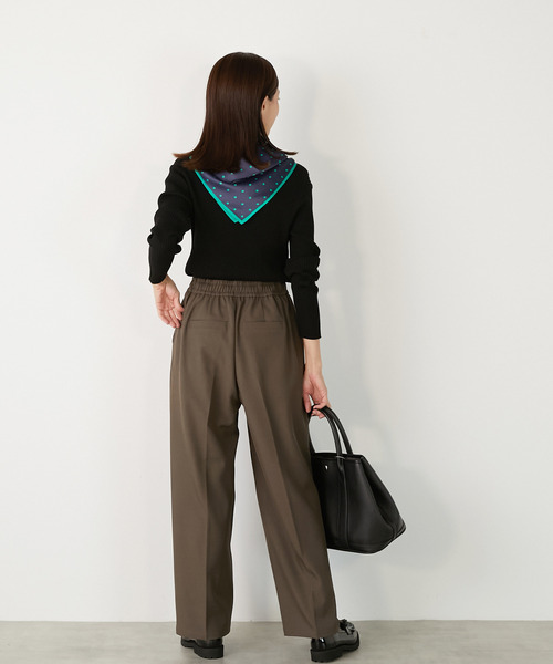 MELROSE claire(メルローズ クレール)の「【ワイドリブのボトルネックプルオーバー】(ニット/セーター・レディース・レッド/オフホワイト/ブラック/ネイビー/グレー・FREE)」の15枚目の写真