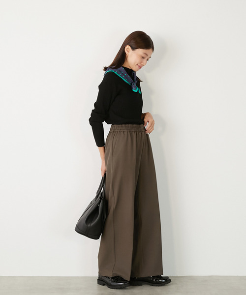 MELROSE claire(メルローズ クレール)の「【ワイドリブのボトルネックプルオーバー】(ニット/セーター・レディース・レッド/オフホワイト/ブラック/ネイビー/グレー・FREE)」の16枚目の写真