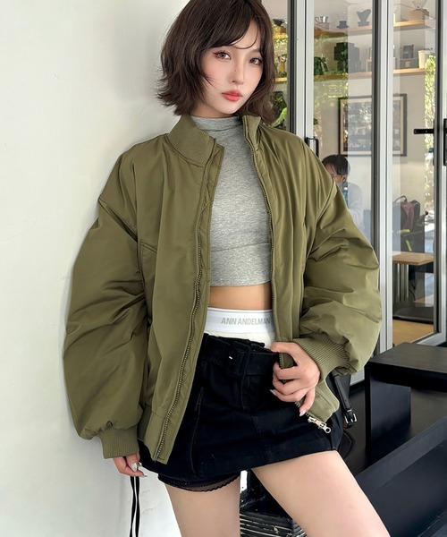 Girly Doll(ガーリードール)の「スタンドカラージップアップブルゾン(その他アウター・レディース・カーキ/ネイビー/ブラック・L/M)」の1枚目の写真