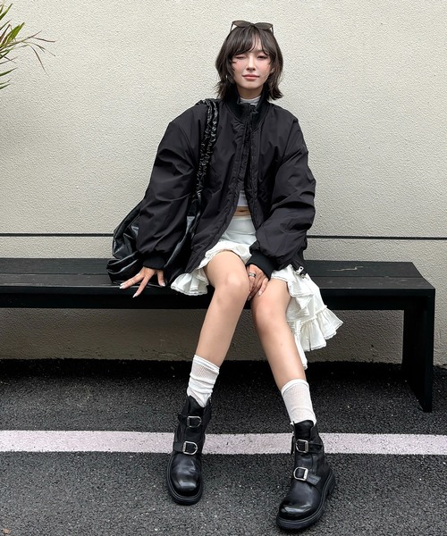 Girly Doll(ガーリードール)の「スタンドカラージップアップブルゾン(その他アウター・レディース・カーキ/ネイビー/ブラック・L/M)」の11枚目の写真