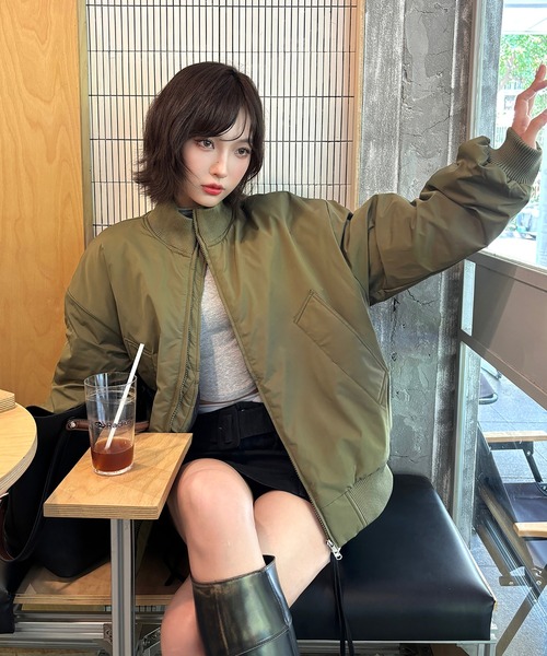 Girly Doll(ガーリードール)の「スタンドカラージップアップブルゾン(その他アウター・レディース・カーキ/ネイビー/ブラック・L/M)」の15枚目の写真
