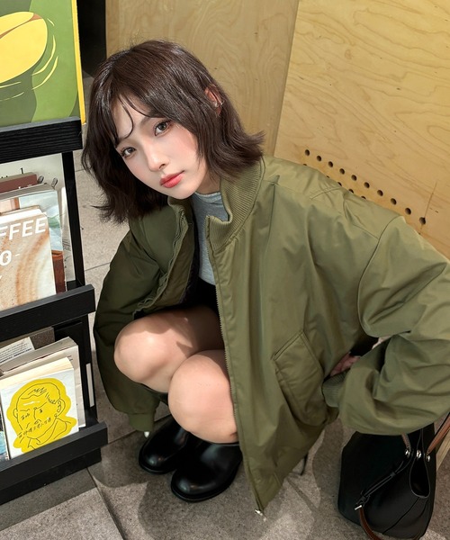 Girly Doll(ガーリードール)の「スタンドカラージップアップブルゾン(その他アウター・レディース・カーキ/ネイビー/ブラック・L/M)」の12枚目の写真