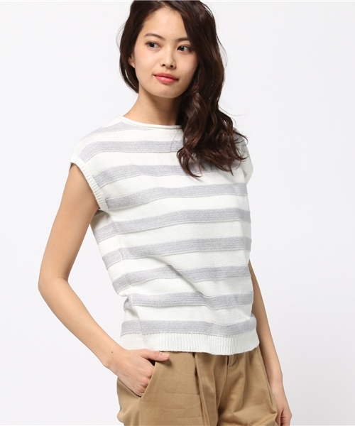 ikka(イッカ)の「5Gボーダーマリンプルオーバー(Tシャツ/カットソー・レディース・ネイビー/スカイブルー/オフホワイト・FREE)」の2枚目の写真