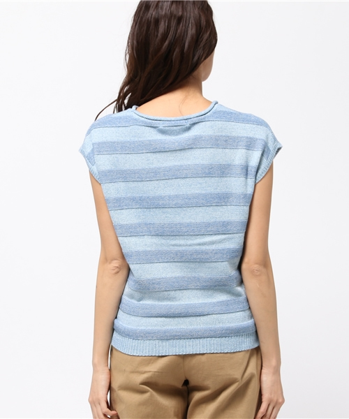 ikka(イッカ)の「5Gボーダーマリンプルオーバー(Tシャツ/カットソー・レディース・ネイビー/スカイブルー/オフホワイト・FREE)」の5枚目の写真