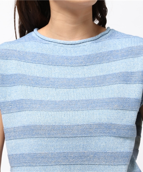 ikka(イッカ)の「5Gボーダーマリンプルオーバー(Tシャツ/カットソー・レディース・ネイビー/スカイブルー/オフホワイト・FREE)」の6枚目の写真