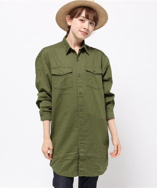 SLY（スライ）の「SOFT MILITARY LONG SH（シャツ/ブラウス・レディース・カーキ/ホワイト/ベージュ・FREE）」の9枚目の写真