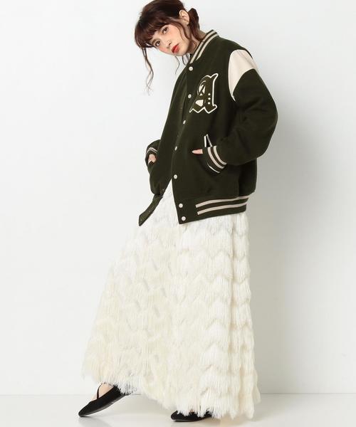 Another Edition(アナザーエディション)の「スタジアムジャンパー(オリーブ)/AEBC STADIUM JUMPER OLV(スタジャン・レディース・オリーブ・MEDIUM/SMALL)」の9枚目の写真