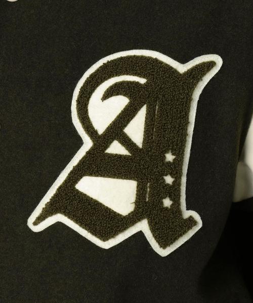 Another Edition(アナザーエディション)の「スタジアムジャンパー(オリーブ)/AEBC STADIUM JUMPER OLV(スタジャン・レディース・オリーブ・MEDIUM/SMALL)」の5枚目の写真