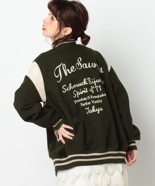 Another Edition(アナザーエディション)の「スタジアムジャンパー(オリーブ)/AEBC STADIUM JUMPER OLV(スタジャン・レディース・オリーブ・MEDIUM/SMALL)」の7枚目の写真