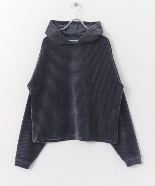 KBF（ケイビーエフ）の「KBF ベロアフーディー（Tシャツ/カットソー・レディース・チャコールグレー/グレー/ピンク・ONE）」の12枚目の写真