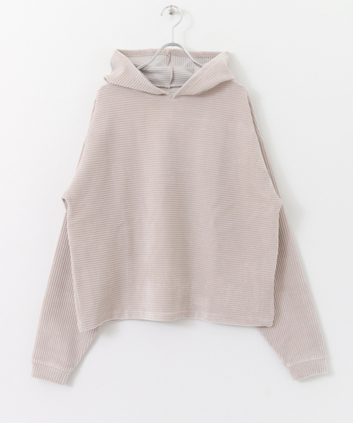 KBF（ケイビーエフ）の「KBF ベロアフーディー（Tシャツ/カットソー・レディース・チャコールグレー/グレー/ピンク・ONE）」の13枚目の写真