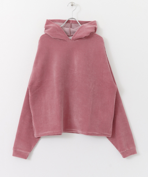 KBF（ケイビーエフ）の「KBF ベロアフーディー（Tシャツ/カットソー・レディース・チャコールグレー/グレー/ピンク・ONE）」の14枚目の写真