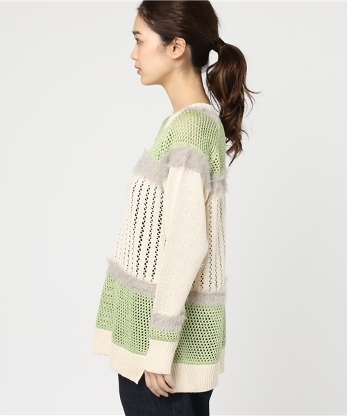 RNA（アールエヌエー）の「K2240 ファンシーヤーンMixロング丈プルオーバー（ニット/セーター・レディース・キナリ/スミクロ/ピンク・MEDIUM）」の4枚目の写真