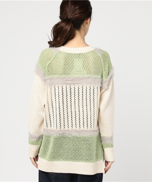 RNA（アールエヌエー）の「K2240 ファンシーヤーンMixロング丈プルオーバー（ニット/セーター・レディース・キナリ/スミクロ/ピンク・MEDIUM）」の5枚目の写真