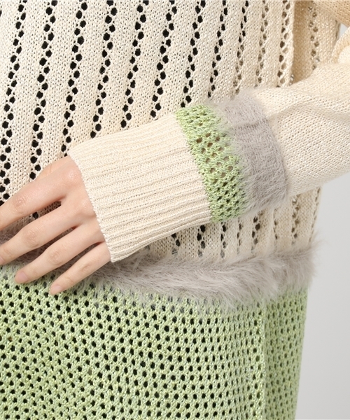 RNA（アールエヌエー）の「K2240 ファンシーヤーンMixロング丈プルオーバー（ニット/セーター・レディース・キナリ/スミクロ/ピンク・MEDIUM）」の6枚目の写真