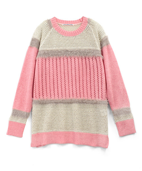 RNA（アールエヌエー）の「K2240 ファンシーヤーンMixロング丈プルオーバー（ニット/セーター・レディース・キナリ/スミクロ/ピンク・MEDIUM）」の11枚目の写真