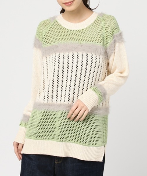 RNA（アールエヌエー）の「K2240 ファンシーヤーンMixロング丈プルオーバー（ニット/セーター・レディース・キナリ/スミクロ/ピンク・MEDIUM）」の15枚目の写真