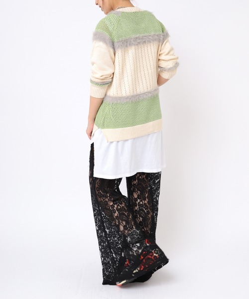 RNA（アールエヌエー）の「K2240 ファンシーヤーンMixロング丈プルオーバー（ニット/セーター・レディース・キナリ/スミクロ/ピンク・MEDIUM）」の12枚目の写真