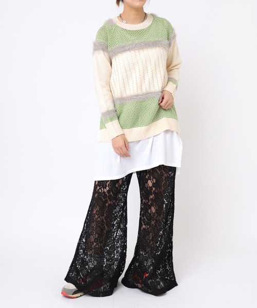 RNA（アールエヌエー）の「K2240 ファンシーヤーンMixロング丈プルオーバー（ニット/セーター・レディース・キナリ/スミクロ/ピンク・MEDIUM）」の14枚目の写真