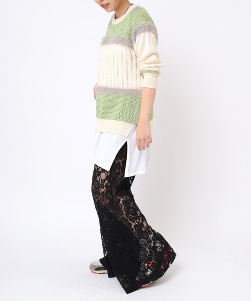 RNA（アールエヌエー）の「K2240 ファンシーヤーンMixロング丈プルオーバー（ニット/セーター・レディース・キナリ/スミクロ/ピンク・MEDIUM）」の13枚目の写真