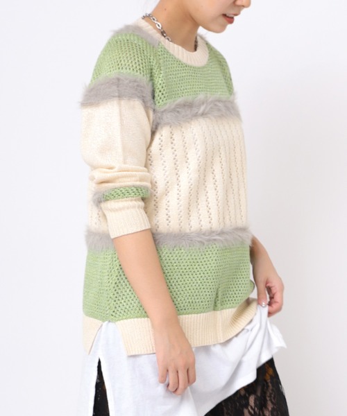 RNA（アールエヌエー）の「K2240 ファンシーヤーンMixロング丈プルオーバー（ニット/セーター・レディース・キナリ/スミクロ/ピンク・MEDIUM）」の16枚目の写真