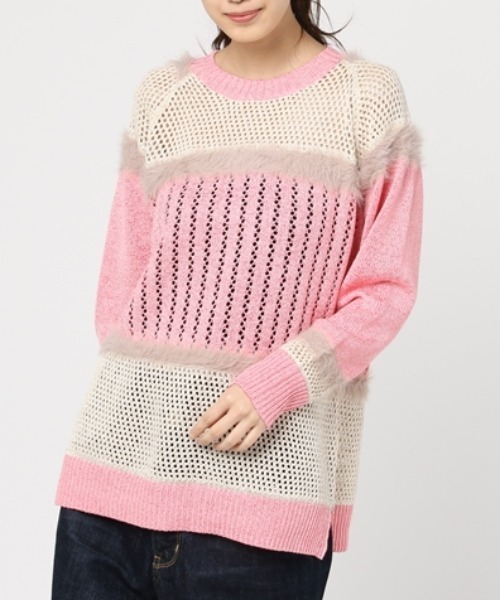 RNA（アールエヌエー）の「K2240 ファンシーヤーンMixロング丈プルオーバー（ニット/セーター・レディース・キナリ/スミクロ/ピンク・MEDIUM）」の11枚目の写真