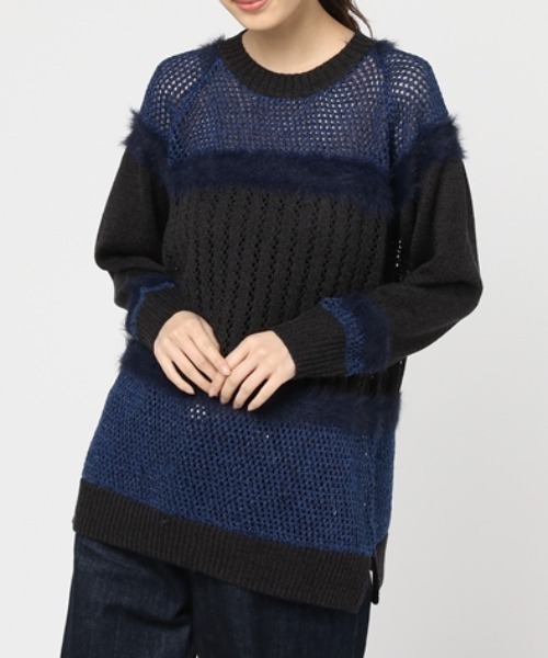 RNA（アールエヌエー）の「K2240 ファンシーヤーンMixロング丈プルオーバー（ニット/セーター・レディース・キナリ/スミクロ/ピンク・MEDIUM）」の10枚目の写真