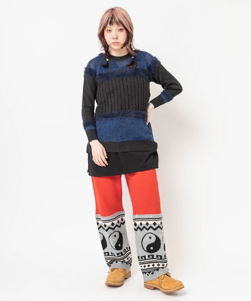 RNA（アールエヌエー）の「K2240 ファンシーヤーンMixロング丈プルオーバー（ニット/セーター・レディース・キナリ/スミクロ/ピンク・MEDIUM）」の13枚目の写真