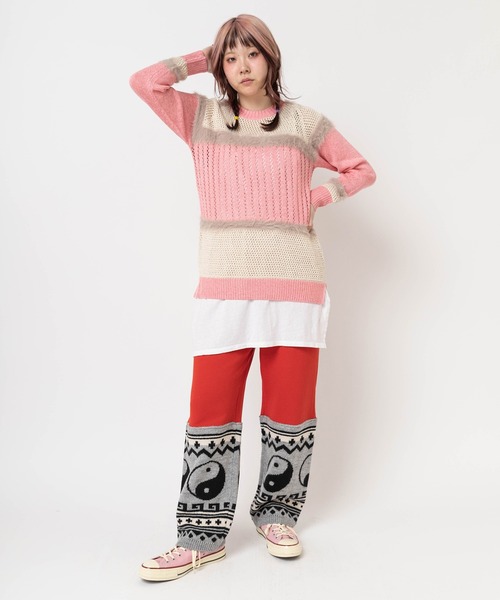 RNA（アールエヌエー）の「K2240 ファンシーヤーンMixロング丈プルオーバー（ニット/セーター・レディース・キナリ/スミクロ/ピンク・MEDIUM）」の12枚目の写真