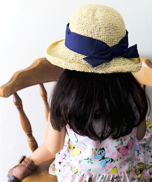 14+(イチヨンプラス)の「KIDS セーラーリボン麦わらハット(ハット・キッズ・ブラウン/ホワイト系その他/ライトブラウン/ブラウン系その他2/ナチュラル・FREE)」の6枚目の写真