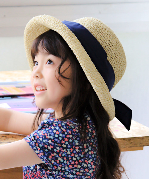 14+(イチヨンプラス)の「KIDS セーラーリボン麦わらハット(ハット・キッズ・ブラウン/ホワイト系その他/ライトブラウン/ブラウン系その他2/ナチュラル・FREE)」の5枚目の写真