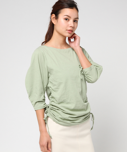 SLY(スライ)の「DRAWSTRING TOPS(Tシャツ/カットソー・レディース・ミント/ブラック/ホワイト・2/1)」の13枚目の写真