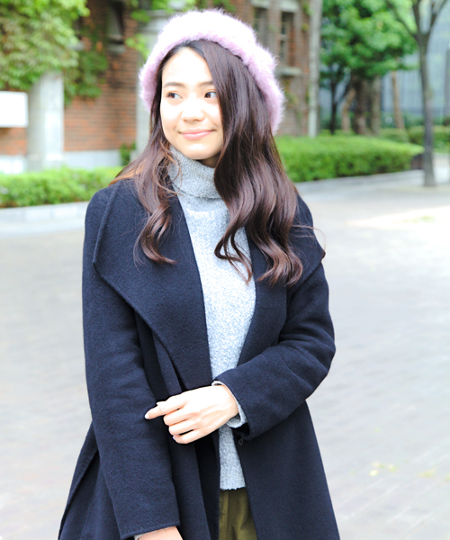 14+（イチヨンプラス）の「アンゴラファーベレー レディース 帽子（ハンチング/ベレー帽・レディース・ベージュ/ブラック/ブラウン/グレー/ネイビー/オフホワイト/サックスブルー/ピンク/ターコイズブルー/ワインレッド/チャコールグレー/オレンジ・FREE）」の16枚目の写真