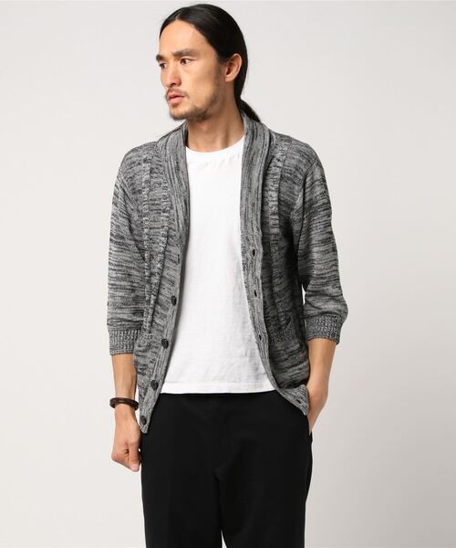 ARCADE（アーケード）の「ケーブル編み ショールカラー サマーニット 7分袖 カーディガン（カーディガン/ボレロ・メンズ・ミックスグレー/ブラックミックス/ベージュ/ネイビー・M/L/LL）」の17枚目の写真