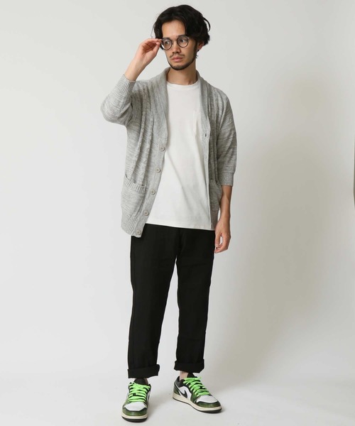 ARCADE（アーケード）の「ケーブル編み ショールカラー サマーニット 7分袖 カーディガン（カーディガン/ボレロ・メンズ・ミックスグレー/ブラックミックス/ベージュ/ネイビー・M/L/LL）」の8枚目の写真