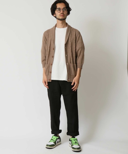 ARCADE（アーケード）の「ケーブル編み ショールカラー サマーニット 7分袖 カーディガン（カーディガン/ボレロ・メンズ・ミックスグレー/ブラックミックス/ベージュ/ネイビー・M/L/LL）」の9枚目の写真