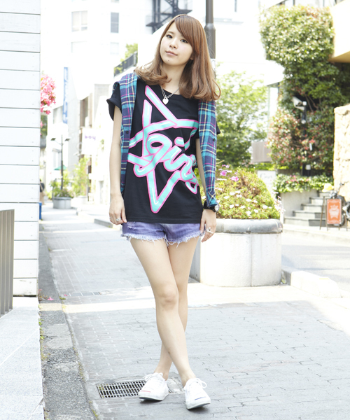 X-girl（エックスガール）の「NUBBY PLAID SHIRT（シャツ/ブラウス・レディース・ネイビー/ピンク/レッド・1/2）」の4枚目の写真