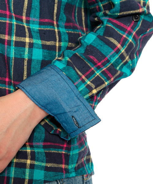 X-girl（エックスガール）の「NUBBY PLAID SHIRT（シャツ/ブラウス・レディース・ネイビー/ピンク/レッド・1/2）」の10枚目の写真