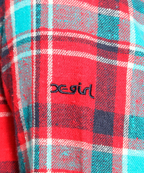 X-girl（エックスガール）の「NUBBY PLAID SHIRT（シャツ/ブラウス・レディース・ネイビー/ピンク/レッド・1/2）」の11枚目の写真