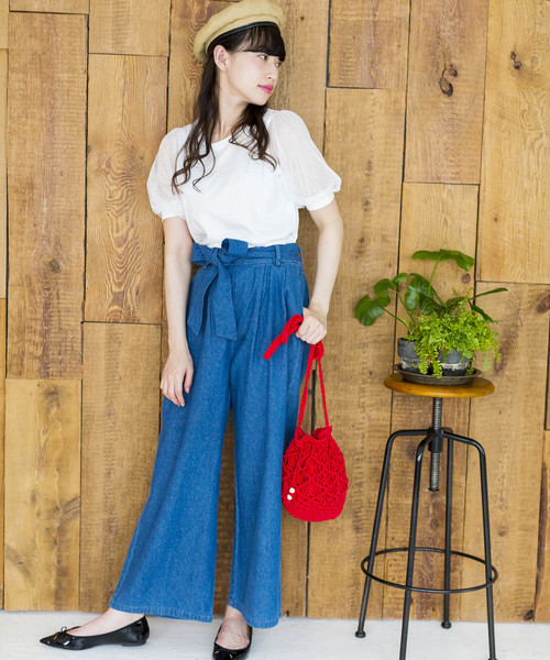 WEGO（ウィゴー）の「WEGO/チュールスリーブTシャツ（Tシャツ/カットソー・レディース・ホワイト/ブラック/ライトイエロー/ピンク/サックスブルー/ライトピンク・FREE）」の13枚目の写真